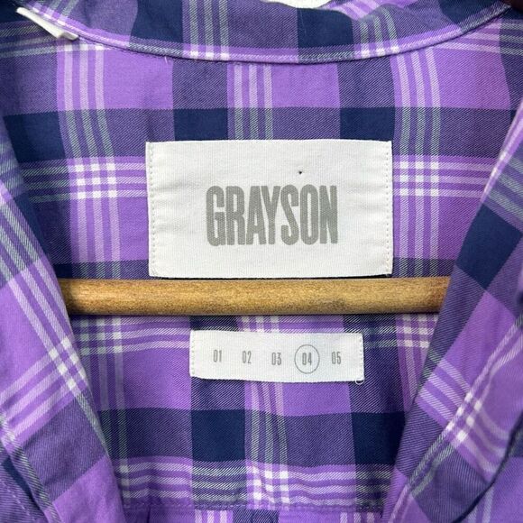 Grayson Women’s Purple Plaid The Hero Button Up Long Sleeve Shirt Size 4 (Large) - Picture 7 of 13